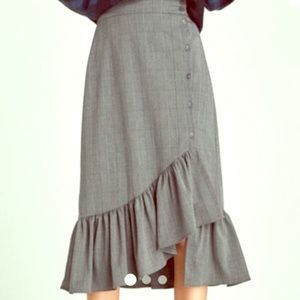 ZARA H.Waist Plaid Asymmetrical Ruffle Skirt XS